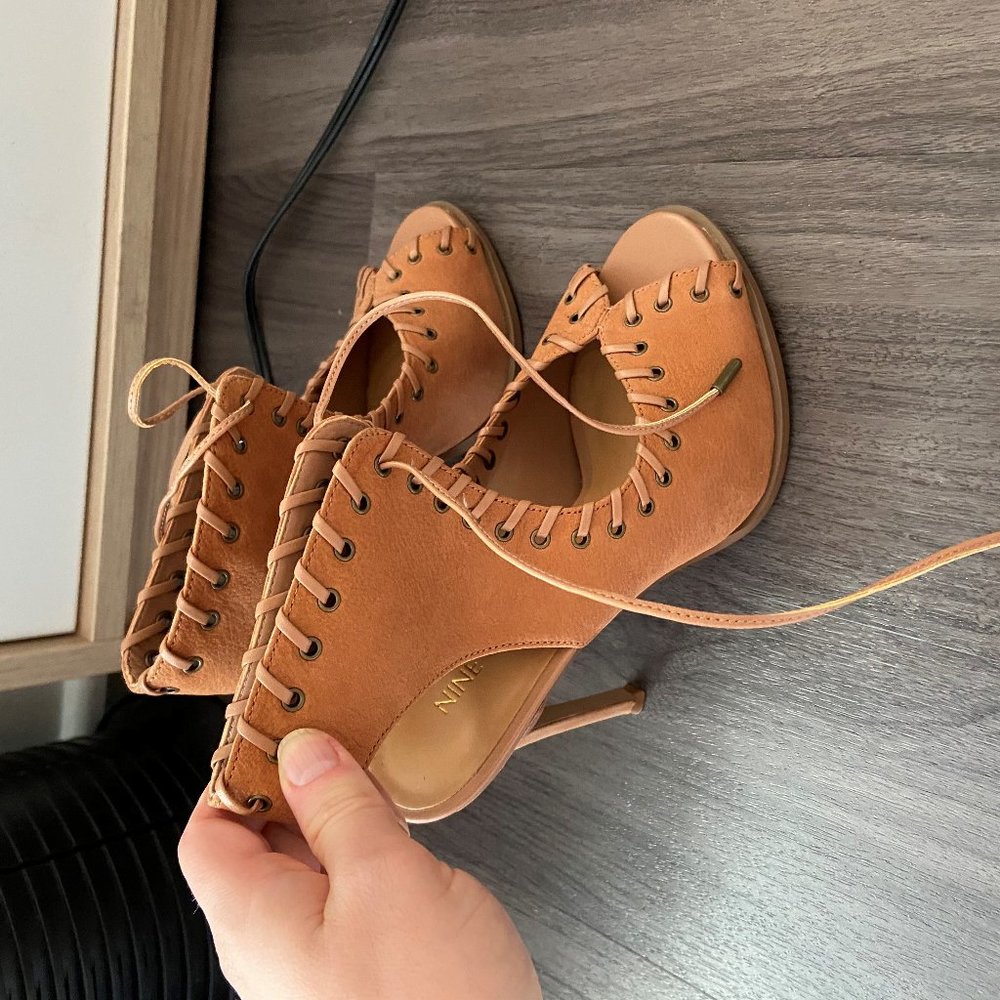 Nine west caramel western stilettos